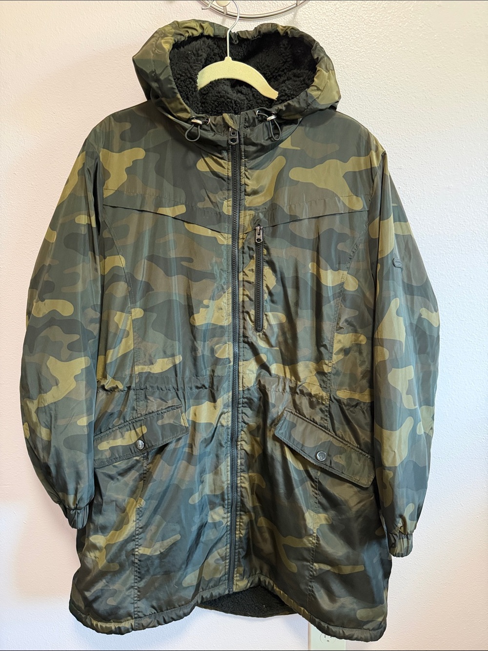 Lucky Brand Woman’s Olive Camo Hooded Jacket